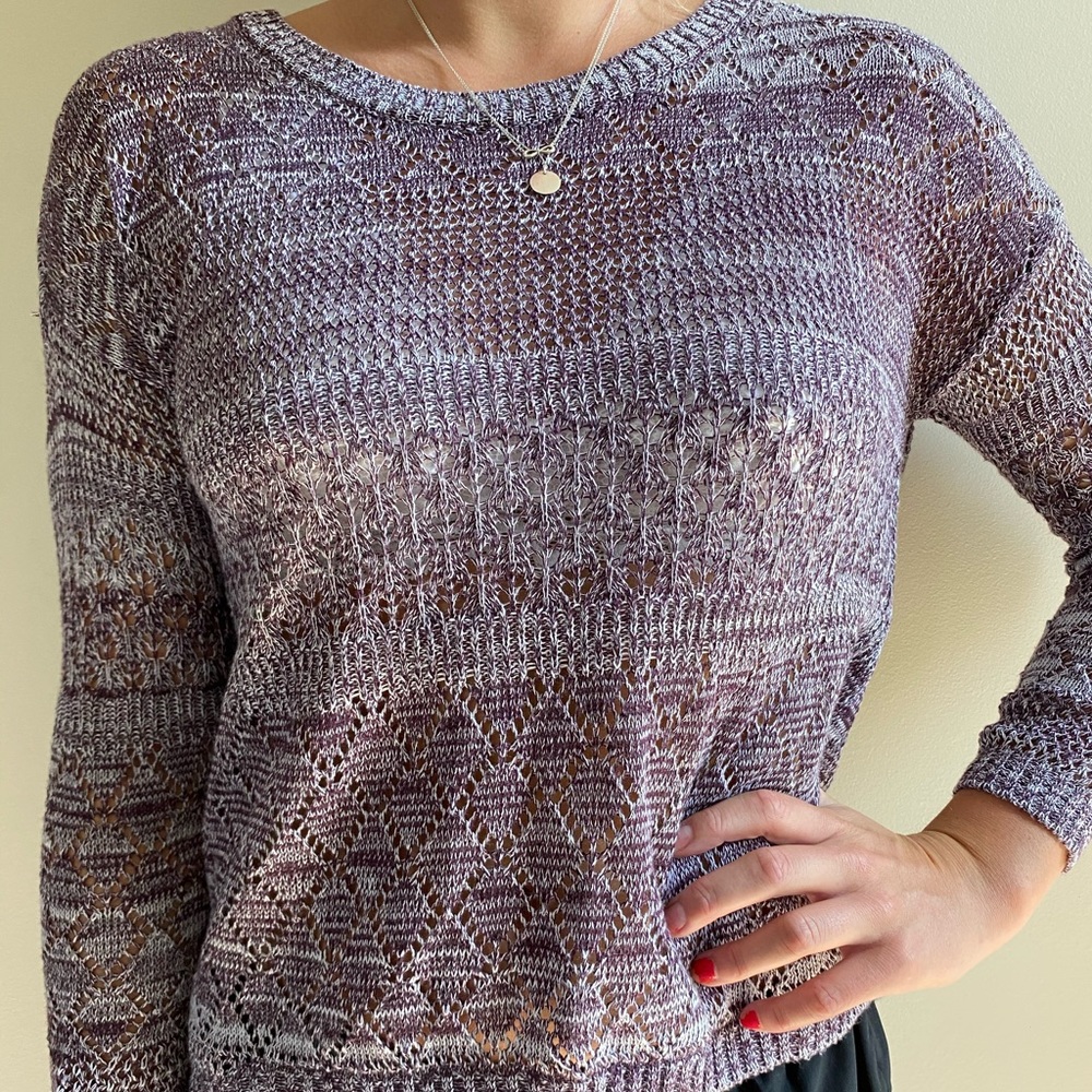 Cream and purple sweater